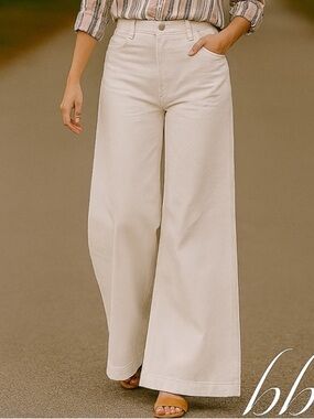 Derek Lam 10 Crosby High Rise| Super Wide Leg White Denim Pants – Size 26
